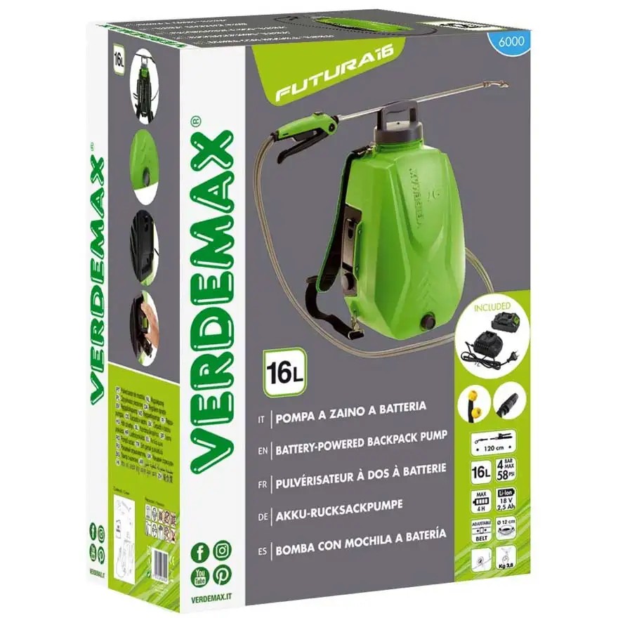 Verdemax Futura 16 Pro Battery Backpack Sprayer with Pressure Regulator – 16 L 5