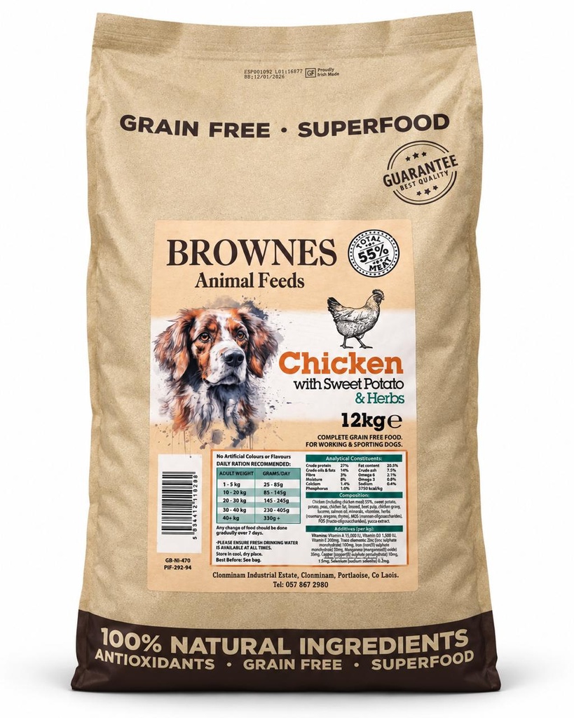 Brownes Grain Free Superfood Dog Food 12kg