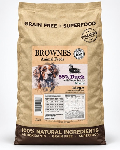 Brownes Grain Free Superfood 55% Duck 12kg bag