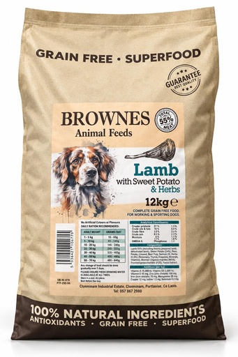 Brownes Grain Free Superfood Lamb 12kg bag